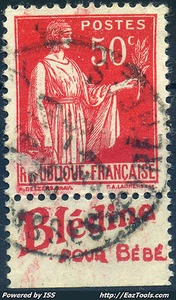 FRANCE TYPE PAIX N° 283 PUB BLEDINE AVEC OBLITERATION  - Picture 1 of 1