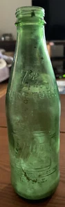 Vintage 7up Embossed Green Glass 10 oz Bottle-Rare 7up Glass Bottle-1968 - Picture 1 of 4