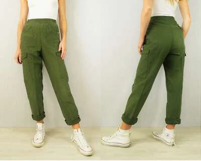Vintage High Waist Swedish Cargo Trousers 60s Swedish Pants Army Green Khaki - Image 1 of 4