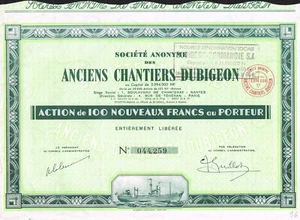 FRANKREICH DUBIGEON WERFTGESELLSCHAFT Aktienzertifikat/Anleihe - Bild 1 von 1
