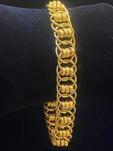 Classy Unisex Dubai Link Catena Tennis Bracciale In 916 Timbrato 22K Oro giallo - Foto 1 di 12