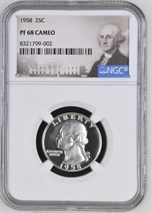 1958 25C Washington Quarter NGC PF68 Cameo - Picture 1 of 2
