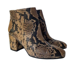 Franco Sarto Trudy Snake Print Block Heel Boots Brown Black Sz 8 - Picture 1 of 8