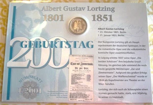 NUMISBLATT DEUTSCHE POST 1/2001 " 200. GEBURTSTAG ALBERT GUSTAV LORTZING ", Zuga - Bild 1 von 3