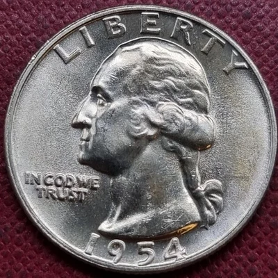 1954 D Washington Quarter 25c Silver BU UNC Uncirculated Denver #95102 - Image 1 of 2