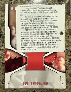 2000-2001 Upper Deck SPx REDEMPTION CARD Rookie Jersey Auto #123R Jamal Crawford - Picture 1 of 13