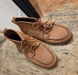 Vtg Mens Size 10 D LL Bean Leather Chukka Moccasins Brown El Salvador Lace up - Picture 1 of 13