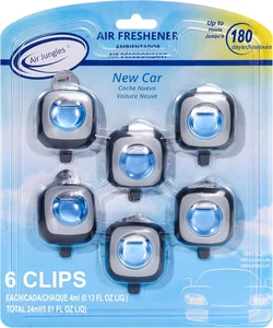 Air Jungles New Car Scent Car Air Freshener Clip, 6 Vent Clips, 4Ml Each, Long L - Picture 1 of 6