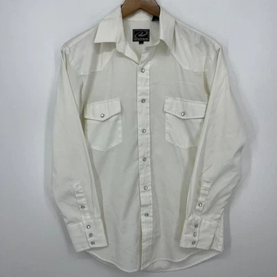 Camisa a Presión Roper Manga Larga Perla Para Hombre Talla S Blanca Estampado Herradura Occidental Foto 1 de 4