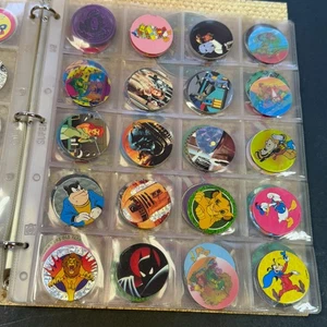 vintage BIG ALBUM POGS CAPS  World Pog Federation game disney pixar wwf lot RARE - Bild 1 von 16