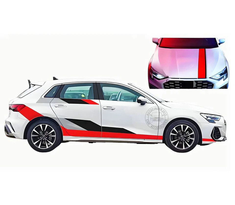 Motorsports Graphics Decal For Audi A3 Sportback Hood Side Sticker Racing Stripe - Image 1 of 4