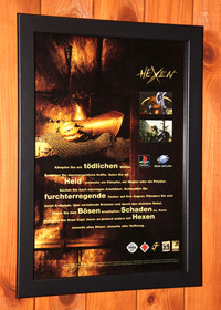 1996 Hexen Beyond Heretic PS1 Sega Saturn N64 Promo Rare Small Poster Ad Framed