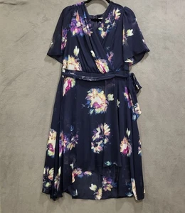 DKNY Faux Wickel transparentes Kleid Damengröße 14 Taille binden Blumendruck gefüttert sexy - Bild 1 von 6
