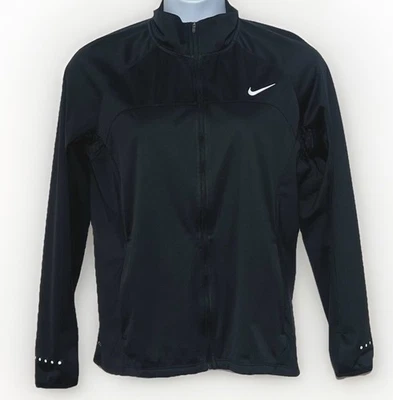 Nike Sheild Women's Black Dri Fit Full Zip Pockets Track Run Jacket Sz: XL - Image 1 of 4