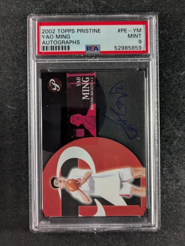 2002 Topps Pristine YAO MING On Card Auto Houston Rockets SP #PE-YM PSA 9 - Image 1 of 4