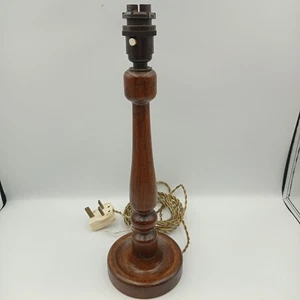 Lampada da tavolo vintage in legno base legno scuro 15" funzionante retrò - Foto 1 di 16