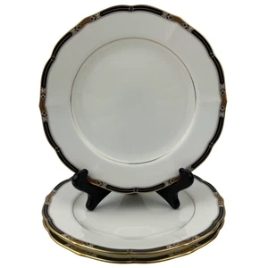 Mikasa Jeweltone Schwarz Salatteller 3er Set Vintage 7 5/8" Bone China Gold Japan - Bild 1 von 11