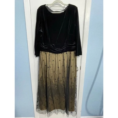 Coldwater Creek Formal Dress Size 20W Black Velvet Floral Lace Beaded Sequin - Image 1 of 4