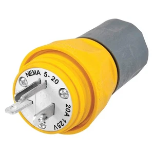 HUBBELL HBL14W33A Watertight Strt Plg,Yllw,20 A,Stnd,5-20P 39AW16 - Picture 1 of 1