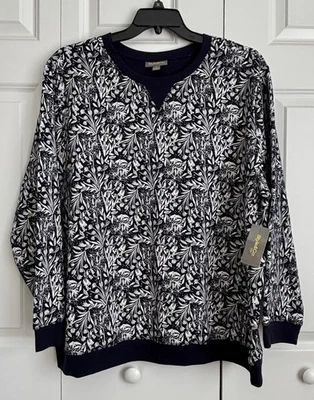 Sudadera style & Co. Talla Grande Cuello Redondo Pullon Manga Larga Bordes Acanalados Flora Foto 1 de 4