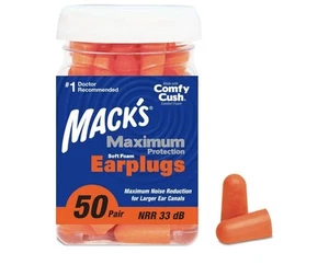 Mack’s Maximum Protection Soft Foam Earplugs – 50 Pair, 33 dB Highest NRR – C... - Picture 1 of 4
