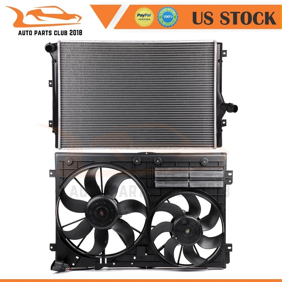 Radiator and Cooling Fan Assembly Fit for 2007 2008 2009 2010 Volkswagen Eos Foto 1 de 4