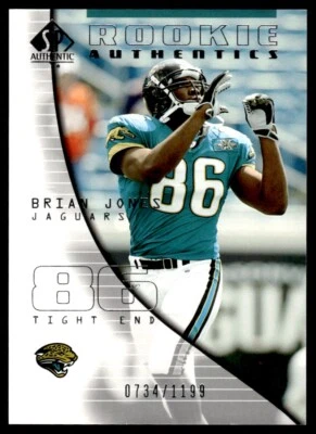 2004 SP Authentic Brian Jones Rookie 0734/1199 Jacksonville Jaguars #102 R122 - Image 1 of 2