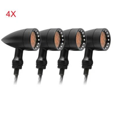 For Harley Davidson 4X Motorcycle LED Turn Signal Lights Indicator Blinker Black - Image 1 of 4
