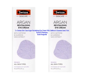 2 x Swisse Skin Care Argan Revitalising Eye Cream Caffeine & Guarana Seed 15ml - Picture 1 of 6