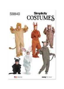 SIMPLICITY Schnittmuster 9840 Miss Herren Kinderkostüm, Hase, Löwe, Katze 3-8 oder S-XL - Bild 1 von 8