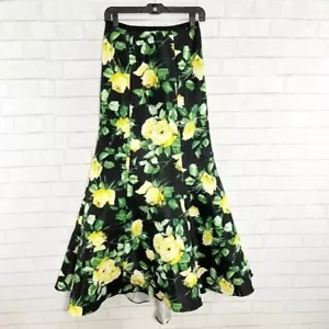 Maxi gonna Sherri Hill gialla e nera floreale alta bassa completa formale donna taglia 4 - Foto 1 di 10