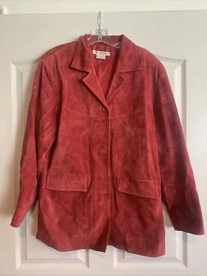 Jaqueta de couro Jessica Holbrook camurça vermelha L lavável na máquina - Imagem 1 de 4