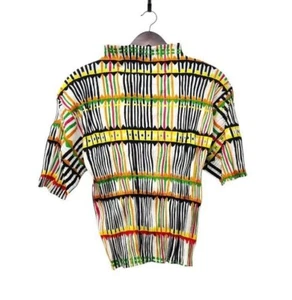 Top donna manica corta plissettato Please Issey Miyake modello check usato taglia 3 - Foto 1 di 5