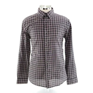 Camicia uomo John Varvatos USA grande nera rossa a quadri manica lunga con bottoni - Foto 1 di 9