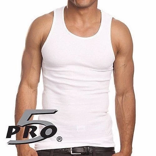 PRO 5 HOMBRES BLANCO A-CAMISAS ALGODÓN DEBAJO CAMISA ESPOSA BATIDOR SM-3X Foto 1 de 1