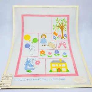 Loopholes Baby Girl Announcement Sampler Handpainted Needlepoint Canvas 14ct Vtg - Picture 1 of 12
