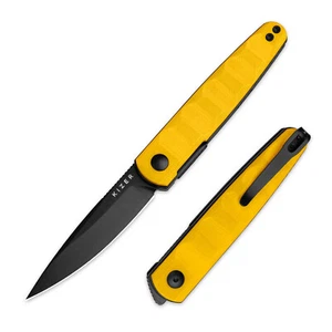 Cuchillo Plegable de Bambú Kizer Amarillo Mango G10 Nitro-V Borde Liso V3722A3 - Imagen 1 de 1