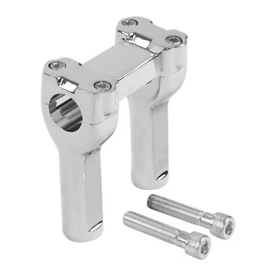 4" Handlebar 1.25"Bar Riser Fit For Harley Dyna Low Rider Fat Bob Softail Chrome - Image 1 of 4