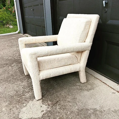 Mid Century Modern Milo Baughman Style Upholstered Parsons Chair! Cover