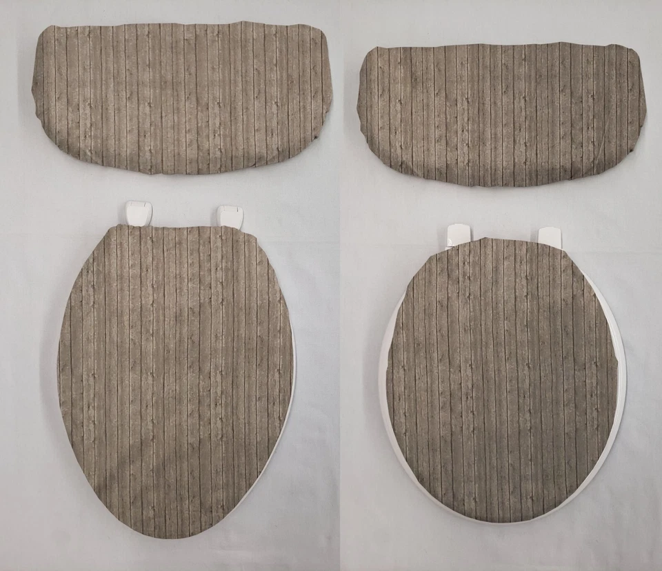 Juego de tapa de asiento de inodoro y cubierta de tanque con estampado de madera de granero Foto 1 de 1