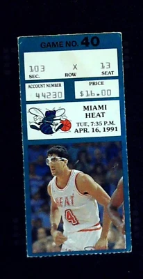 Charlotte Hornets Miami Heat NBA Ticket Stub Rony Seikaly Photo 4/16/1991 - Image 1 of 2