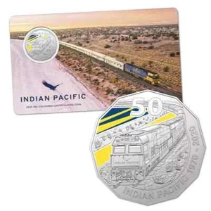 2020 Australia Indian Pacific Train - Celebrating 50th Anniversary 50c Coin Card - Picture 1 of 1