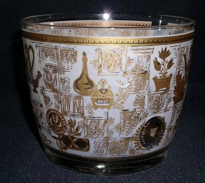 Cubo de hielo de vidrio americano vintage decoraciones de oro Hazel Atlas ""Colonia - Imagen 1 de 7