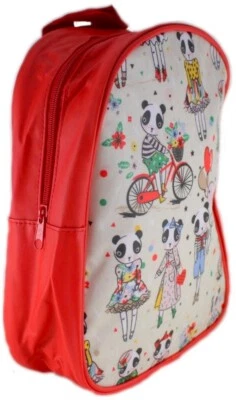 GISELA GRAHAM 30cm RUCKSACK rot PVC abwischbar PANDA Kinder Tragetasche - Bild 1 von 4
