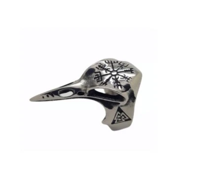 Viking Crow Skull Ring Stainless Steel 316L High Quality Nordic Gothic Raven  - Image 1 of 4