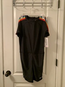 Costume da bagno Humankind Pride adulto unisex nero righe arcobaleno 1 pezzo taglia S - Foto 1 di 22