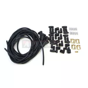 8.5 mm Black 90° Spark Plug Wires Distributor HEI Chevy BBC SBC SBF 302 350 454 - Picture 1 of 4