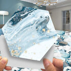 10pcs Hexagon Blue Marble Self-adhesive Bathroom Kitchen Wall Stair Tile Sticker