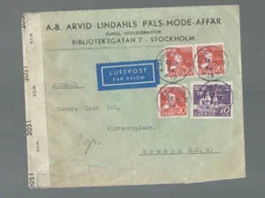 A-1174* SWEDEN 1944  COMMERCIAL AIR MAIL JEWISH COVER STOCKHOLM TO LONDON, ENG   - Picture 1 of 2