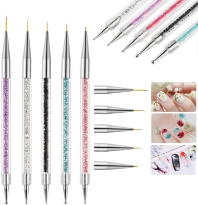 5 Pcs Nail Art Brushes Nail Dotting Tool Nail Art Tools 2 in 1 Nail Art Tool Set - Image 1 of 4